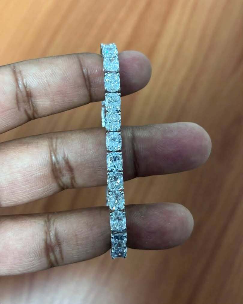 Diamond tennis bracelet on hand
